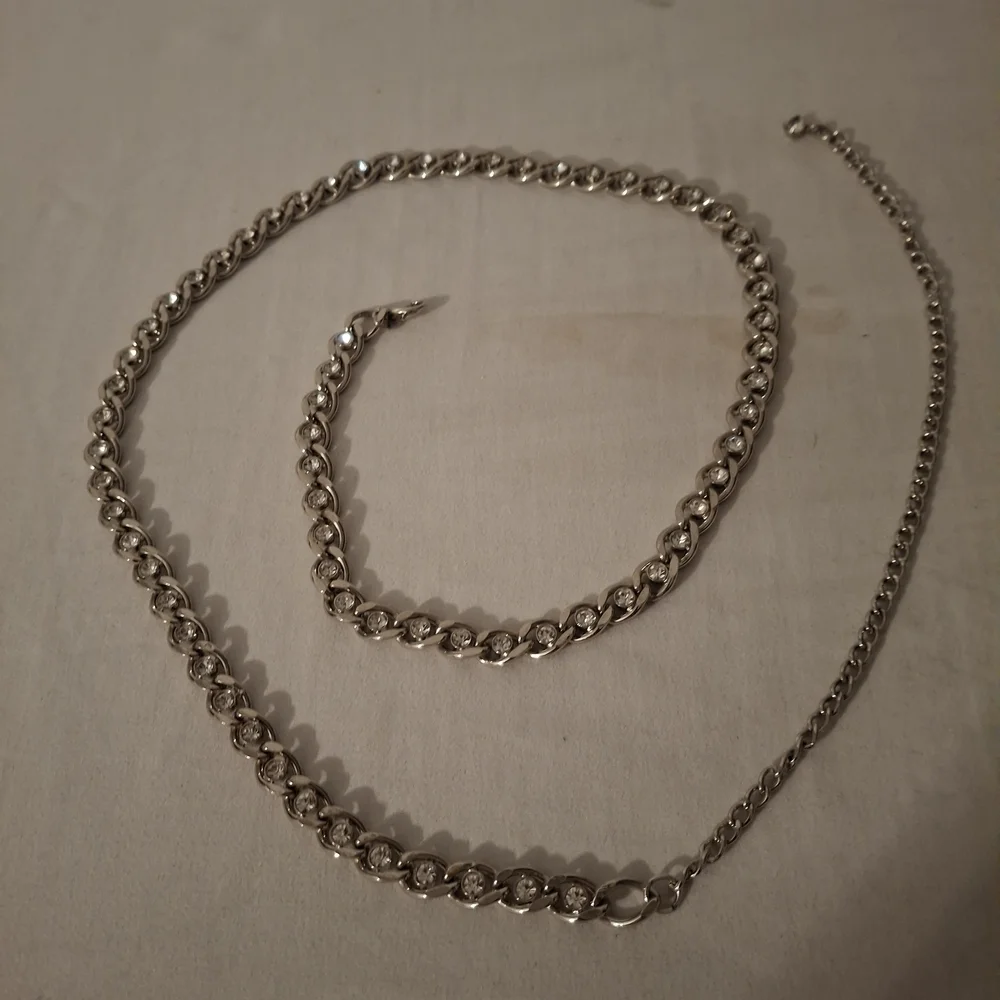 Silver Color Girl's Chain And Rhinestone Belt